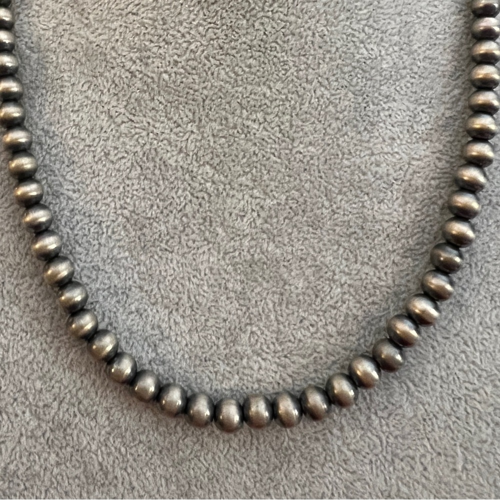 ❤️ 8mm 20+2” Desert Pearls Ethnic Navajo Style Southwestern Oxidized 925 27.9Gm - Picture 12 of 12